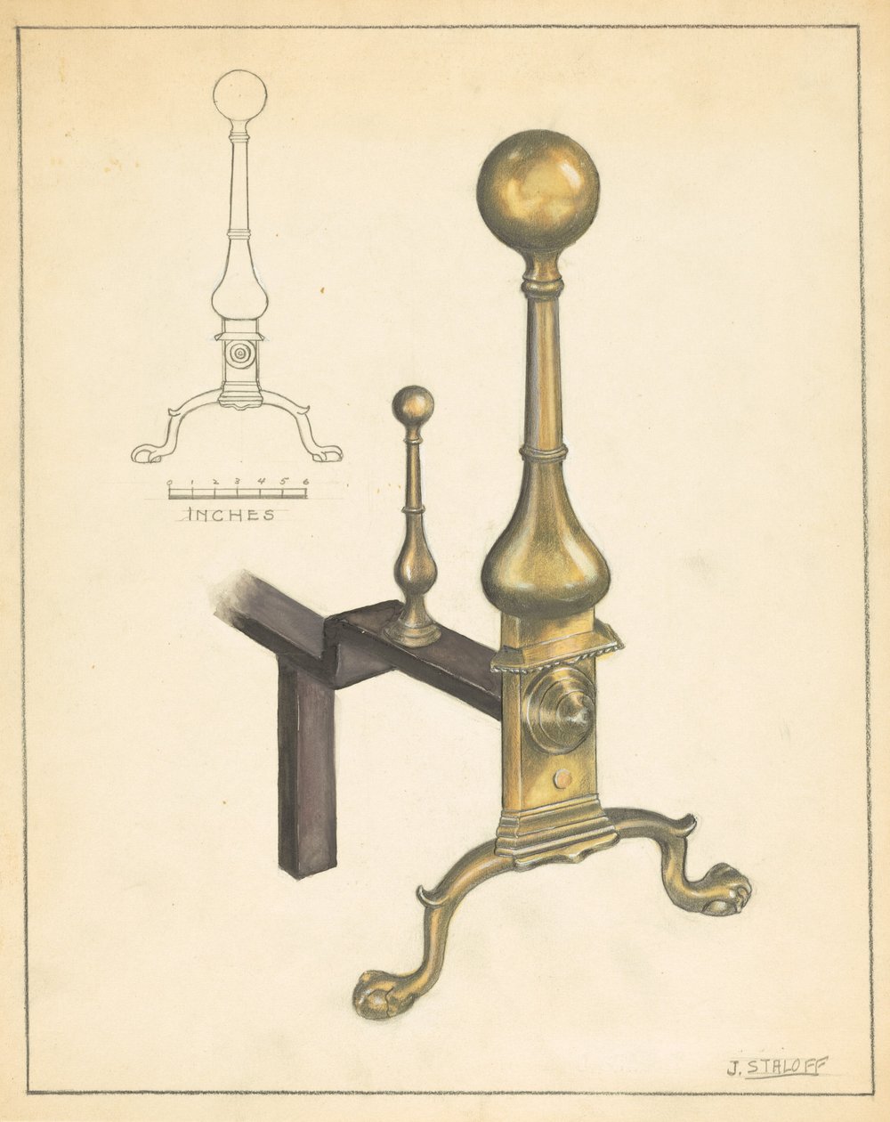 Andiron (jeden z páru) od Jack Staloff