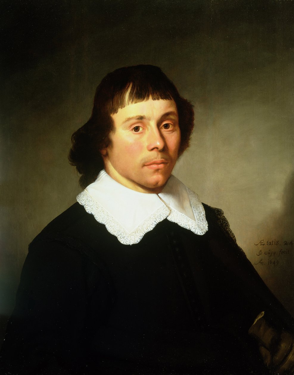 Portrét mladého muže v černém kostýmu s bílým krajkovým límcem od Jacob Gerritsz Cuyp
