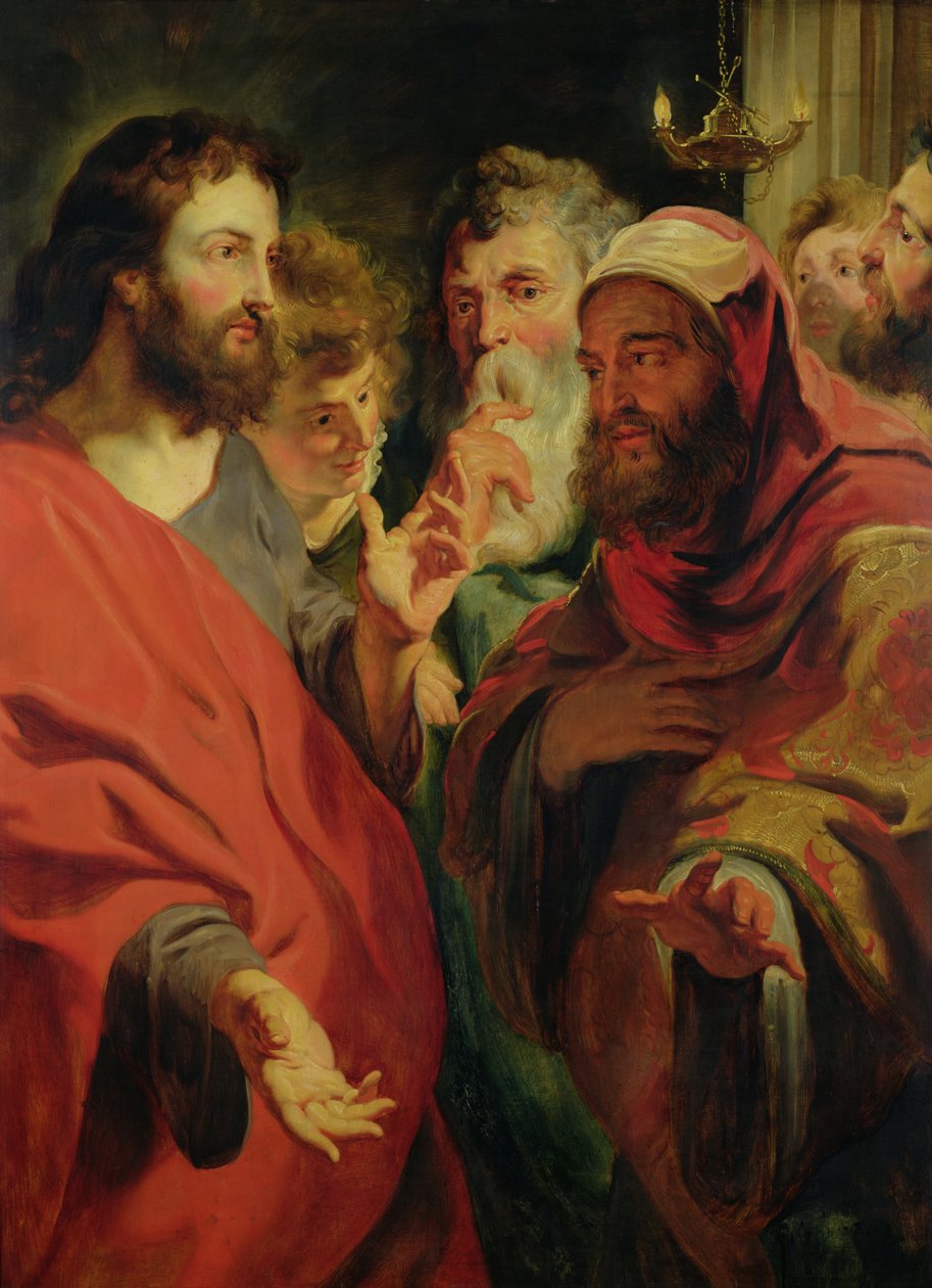 Kristus poučuje Nikodéma od Jacob Jordaens
