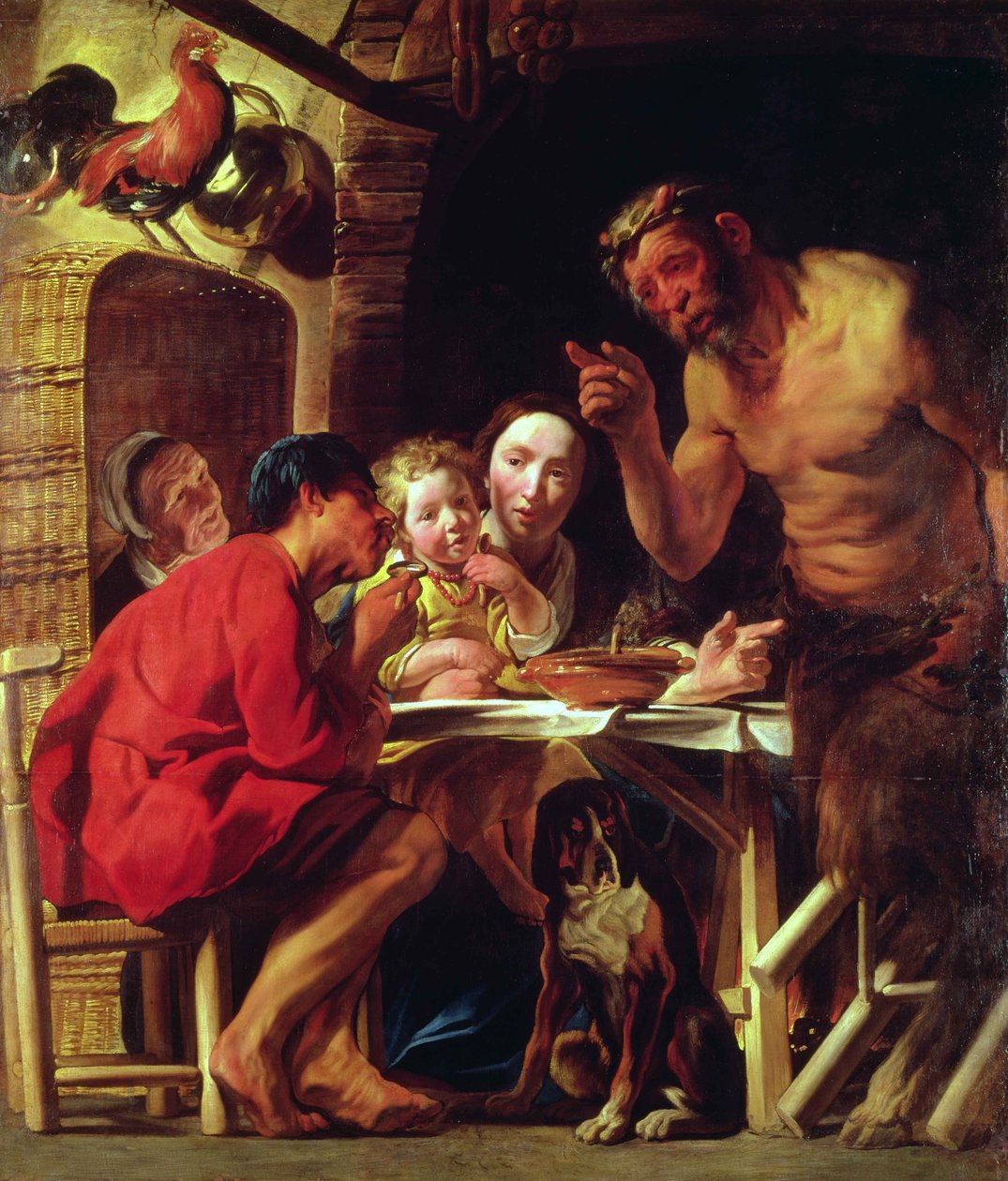 Rolníci a satyr od Jacob Jordaens