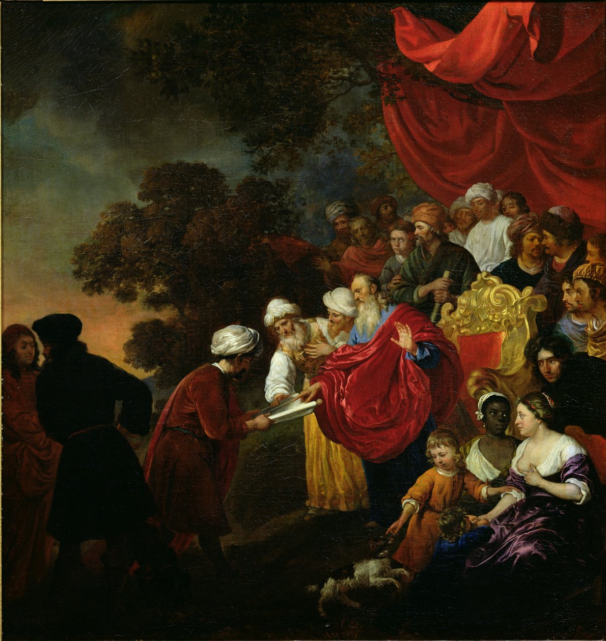 Zerubábel ukazuje Kýrovi plán Jeruzaléma od Jacob or Jacques van Loo