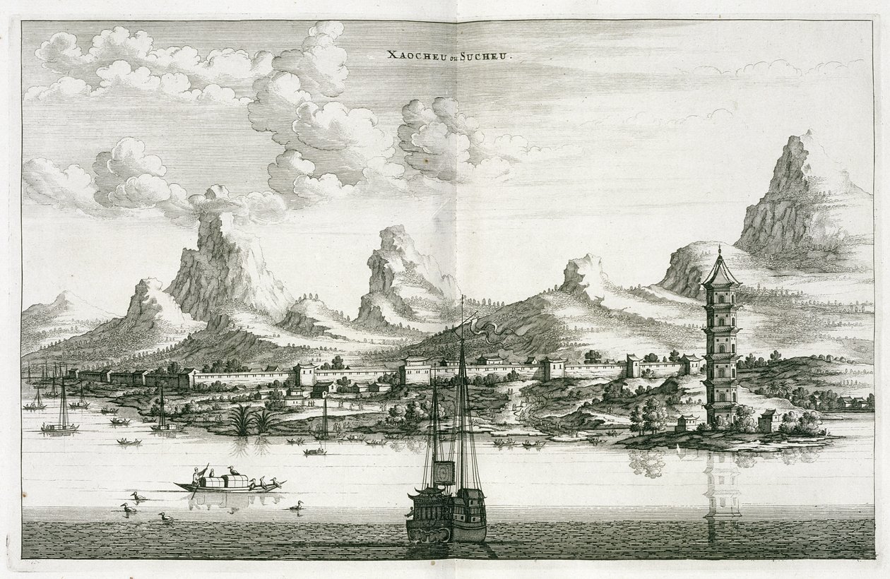 Xaocheu nebo Sucheu, z účtu holandského velvyslanectví v Číně, 1665 od Jacob van Meurs