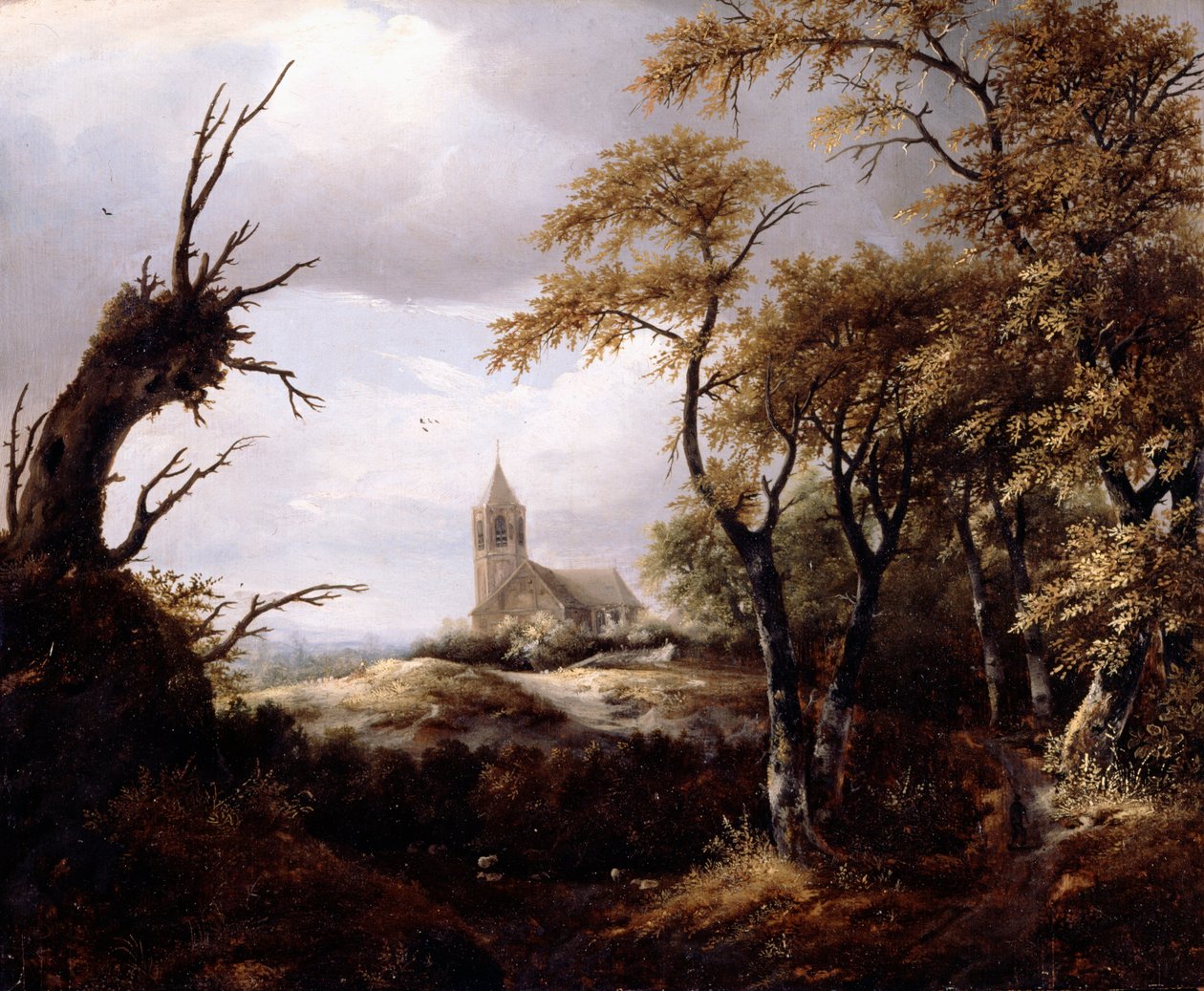 Krajina s kostelem od Jacob van Ruisdael