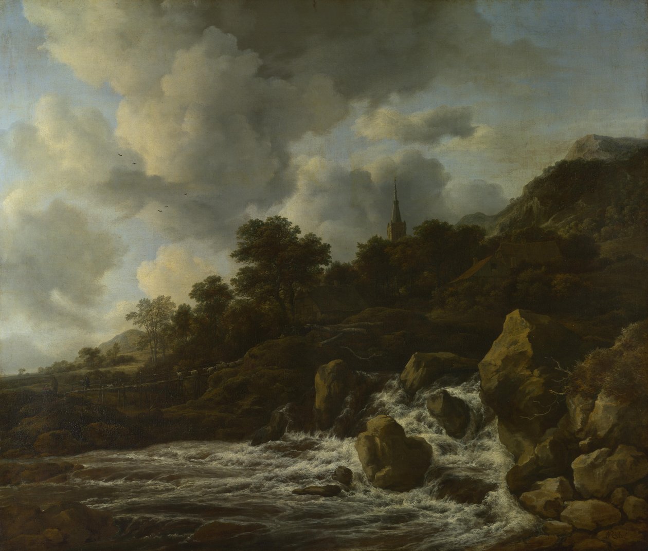 Vodopád u vesnice, cca 1665-70 od Jacob van Ruisdael