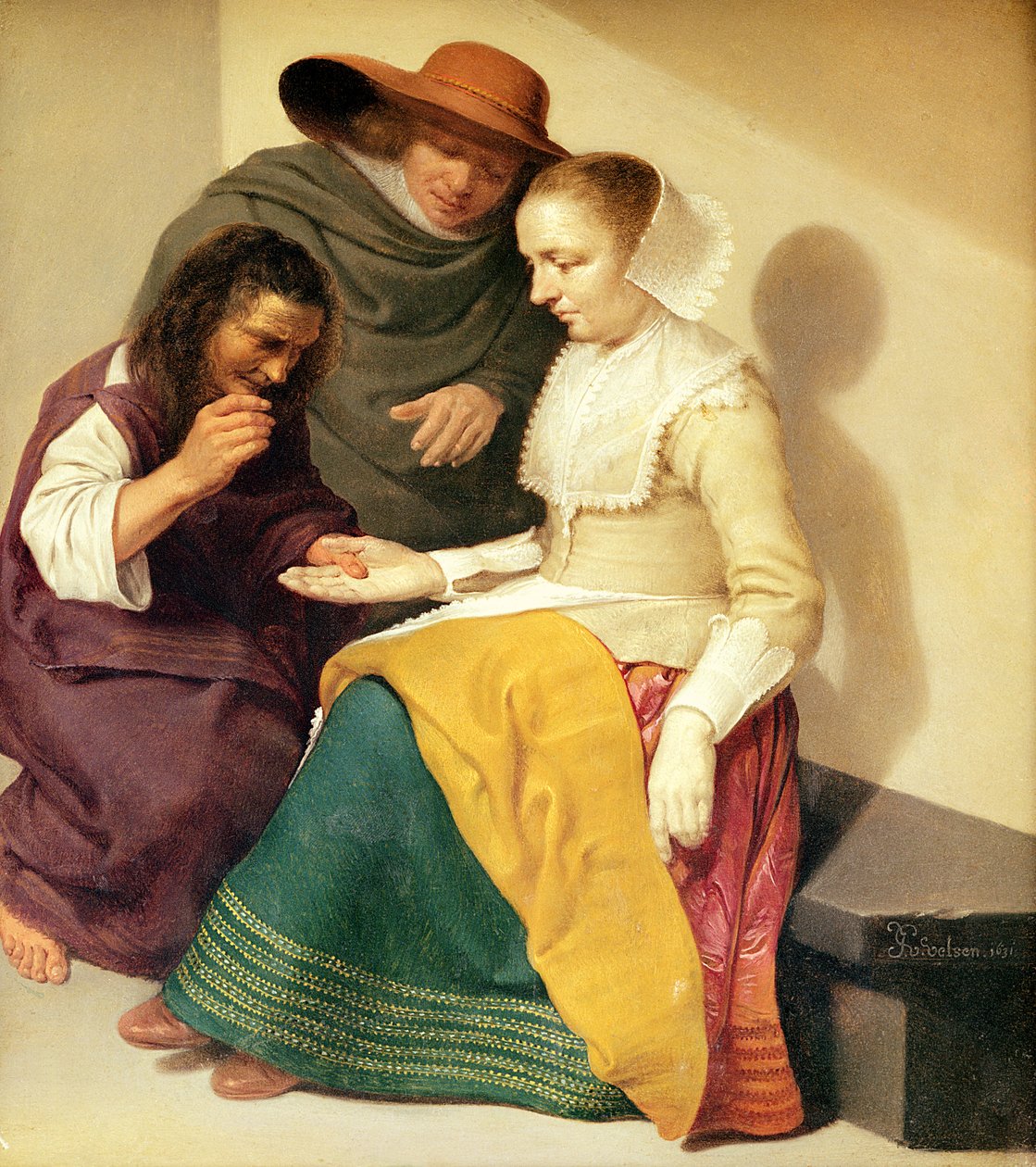 The Fortune Teller, 1631 (olej na mědi) od Jacob van Velsen
