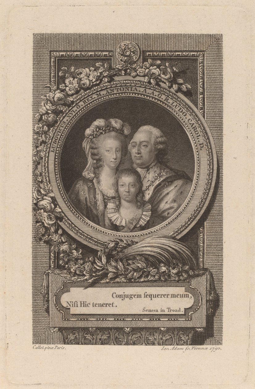 Ludvík XVI., Marie-Antoinetta a Louis-Charles, 1793. od Jacob Adam