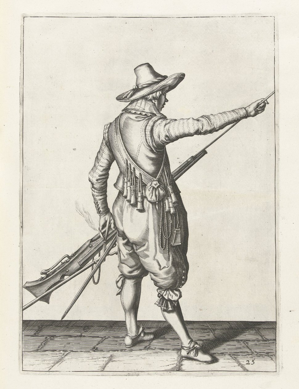 Mušketýr odstraňuje nabiják, cca 1600 od Jacob II de Gheyn
