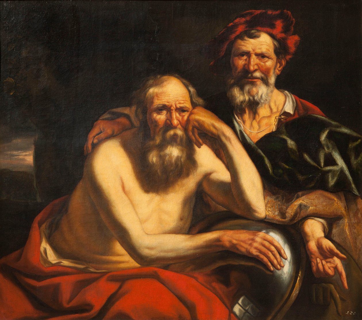 Hérakleitos a Démokritos. od Jacob Jordaens
