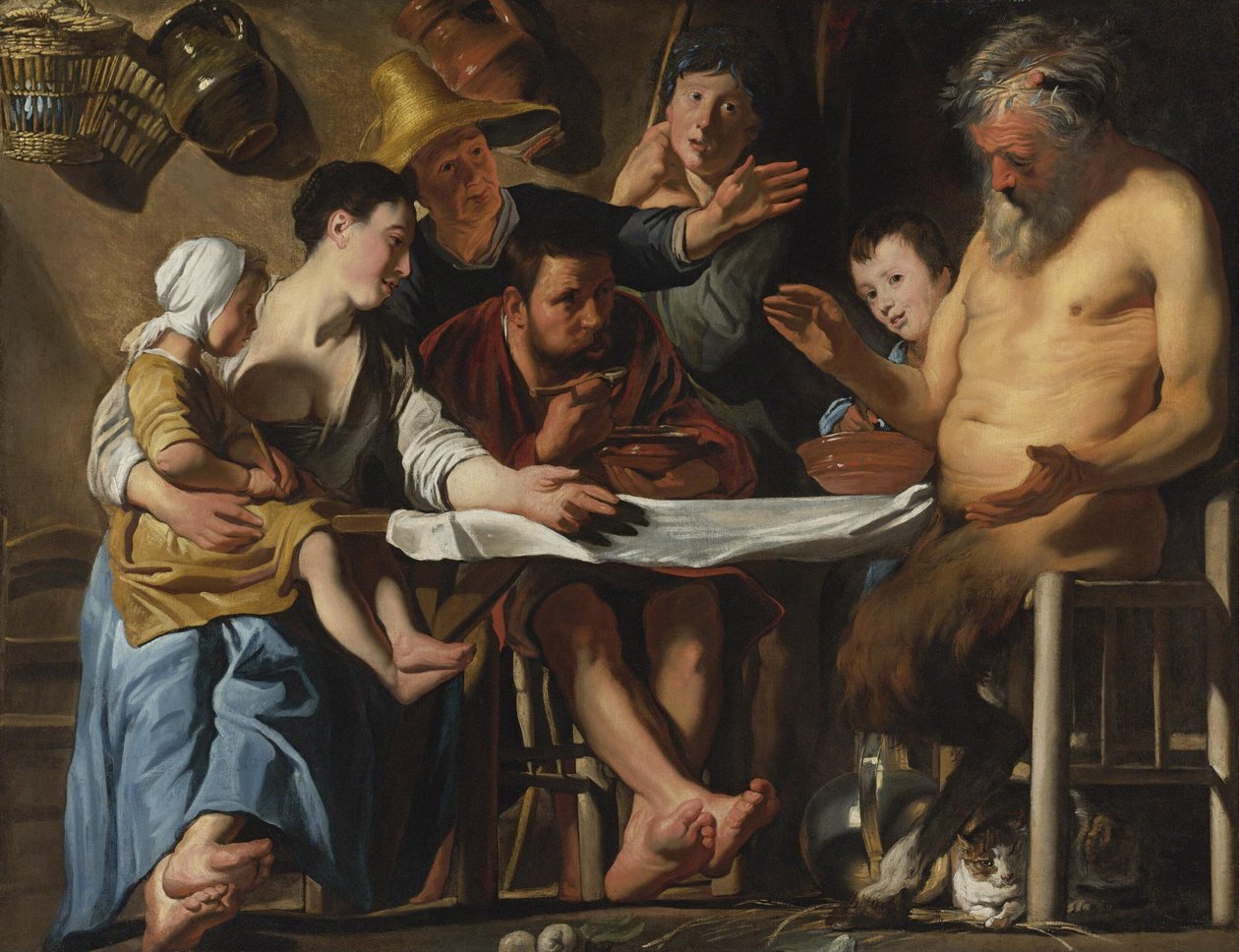 Satyr a selská rodina od Jacob Jordaens