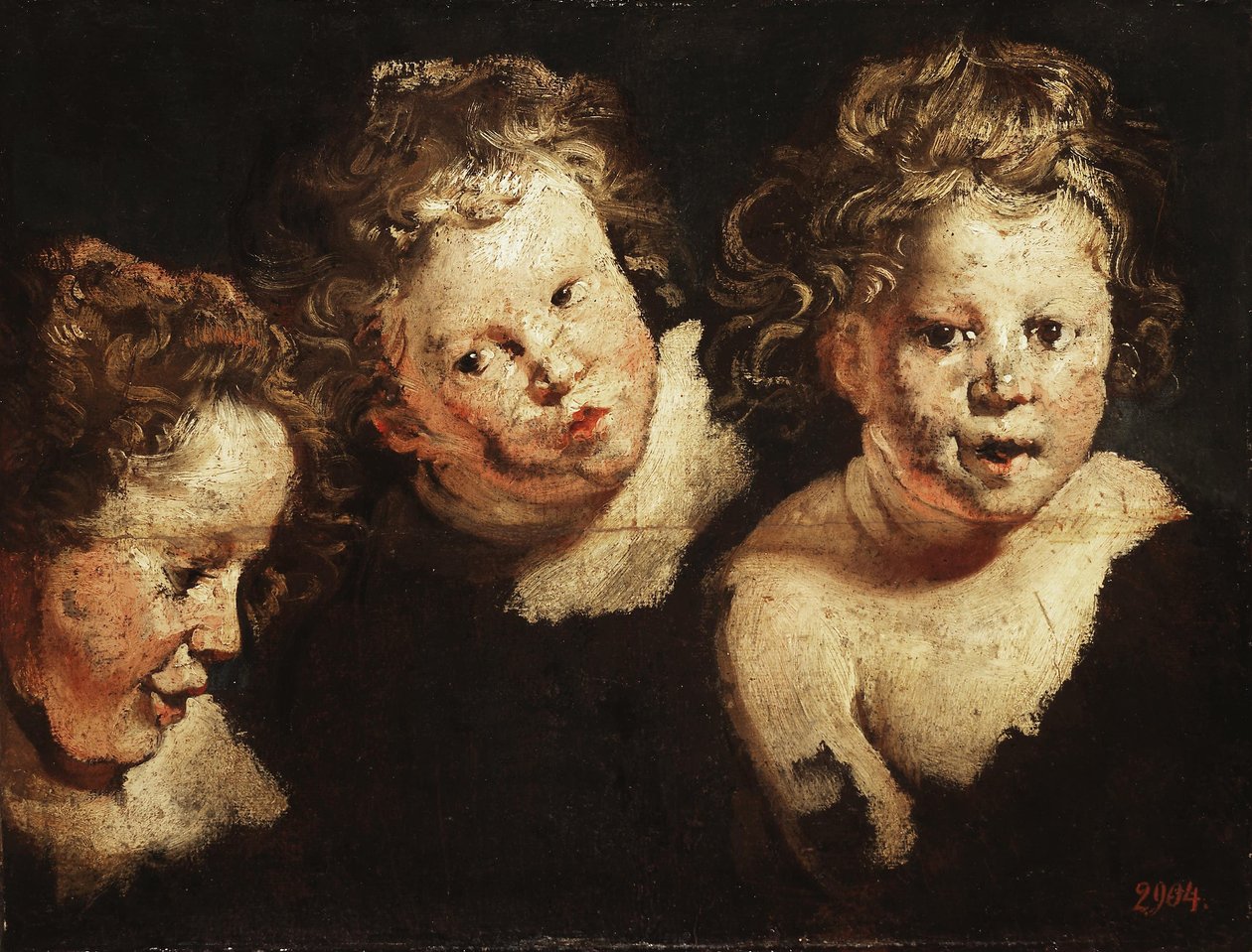 Tři studie dětské hlavy od Jacob Jordaens