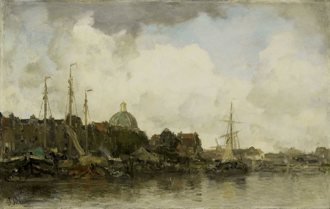 Panoráma města s klenutým kostelem od Jacob Maris
