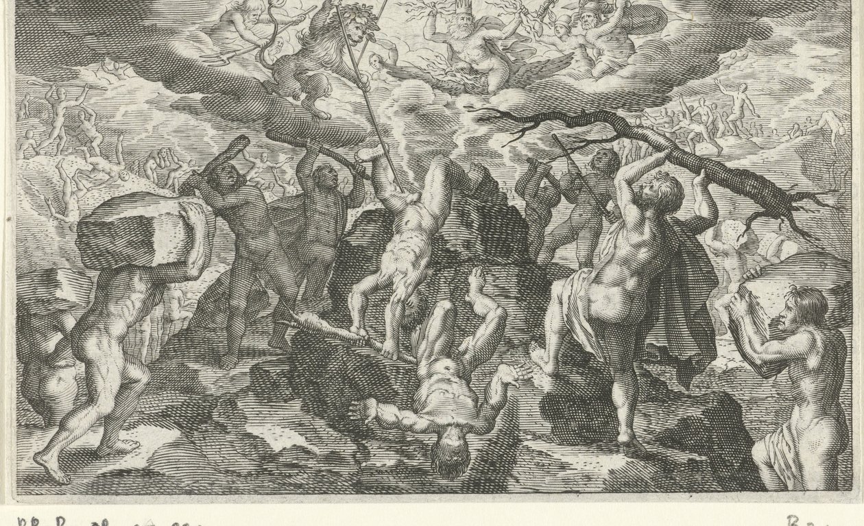 Bacchus pomáhá porazit Titány od Jacob Matham