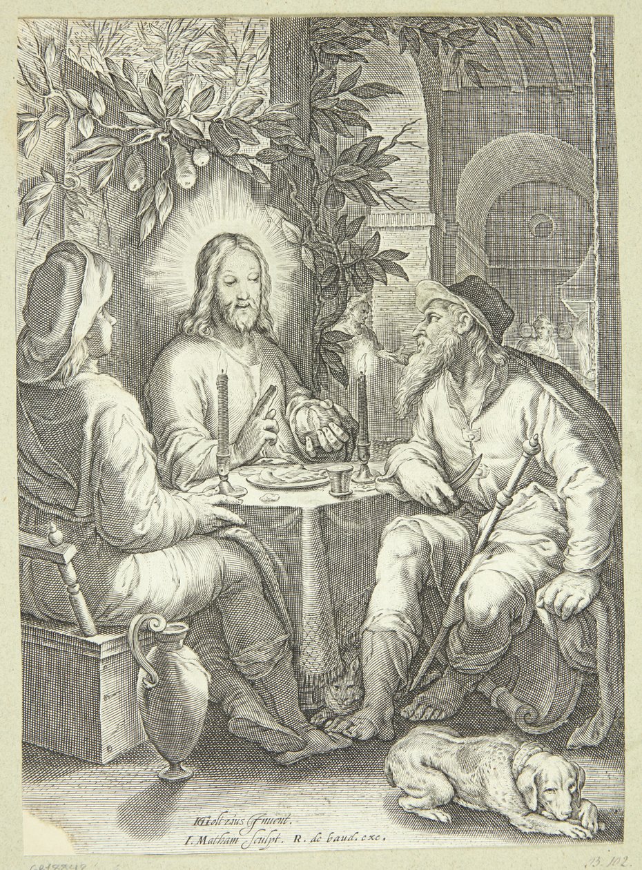 Ježíš v Emauzích od Jacob Matham