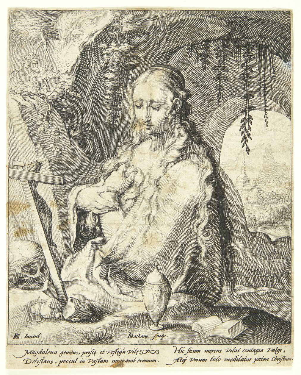 Svatá Marie Magdalena kající od Jacob Matham
