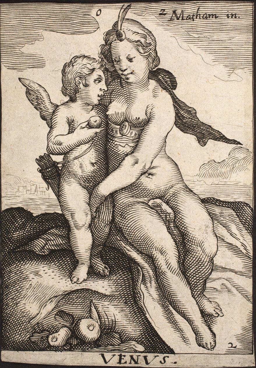 Venuše a Amor od Jacob Matham