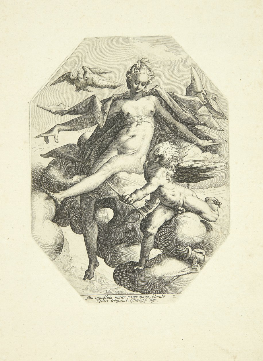 Venuše a Amor od Jacob Matham