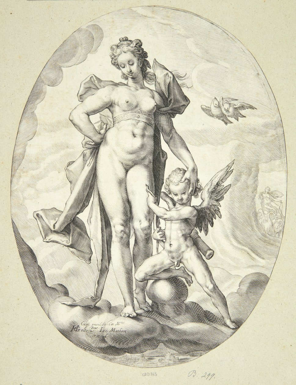 Venuše a Amor od Jacob Matham