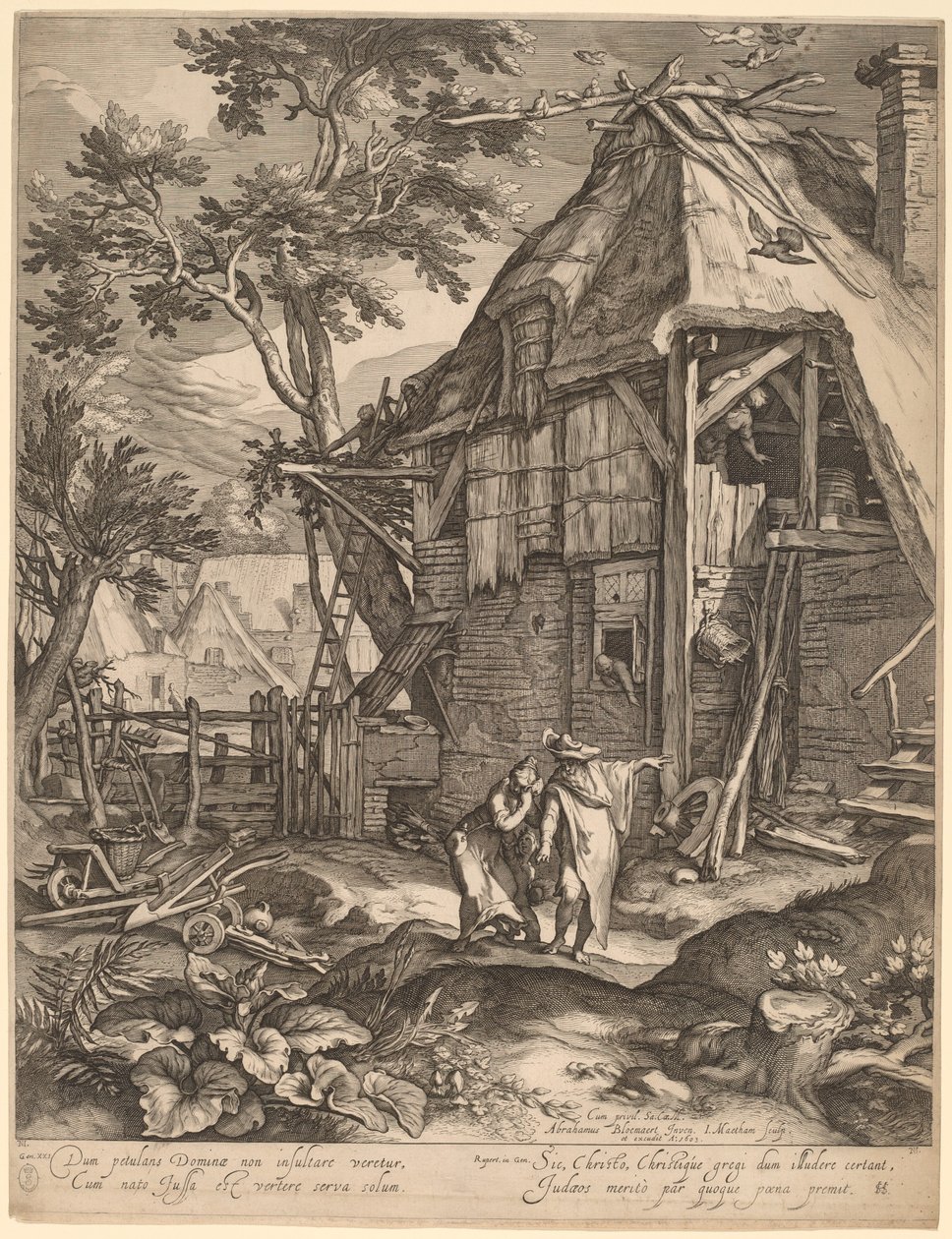 Abraham vyhání Hagar od Jacob Matham, after Abraham Bloemaert