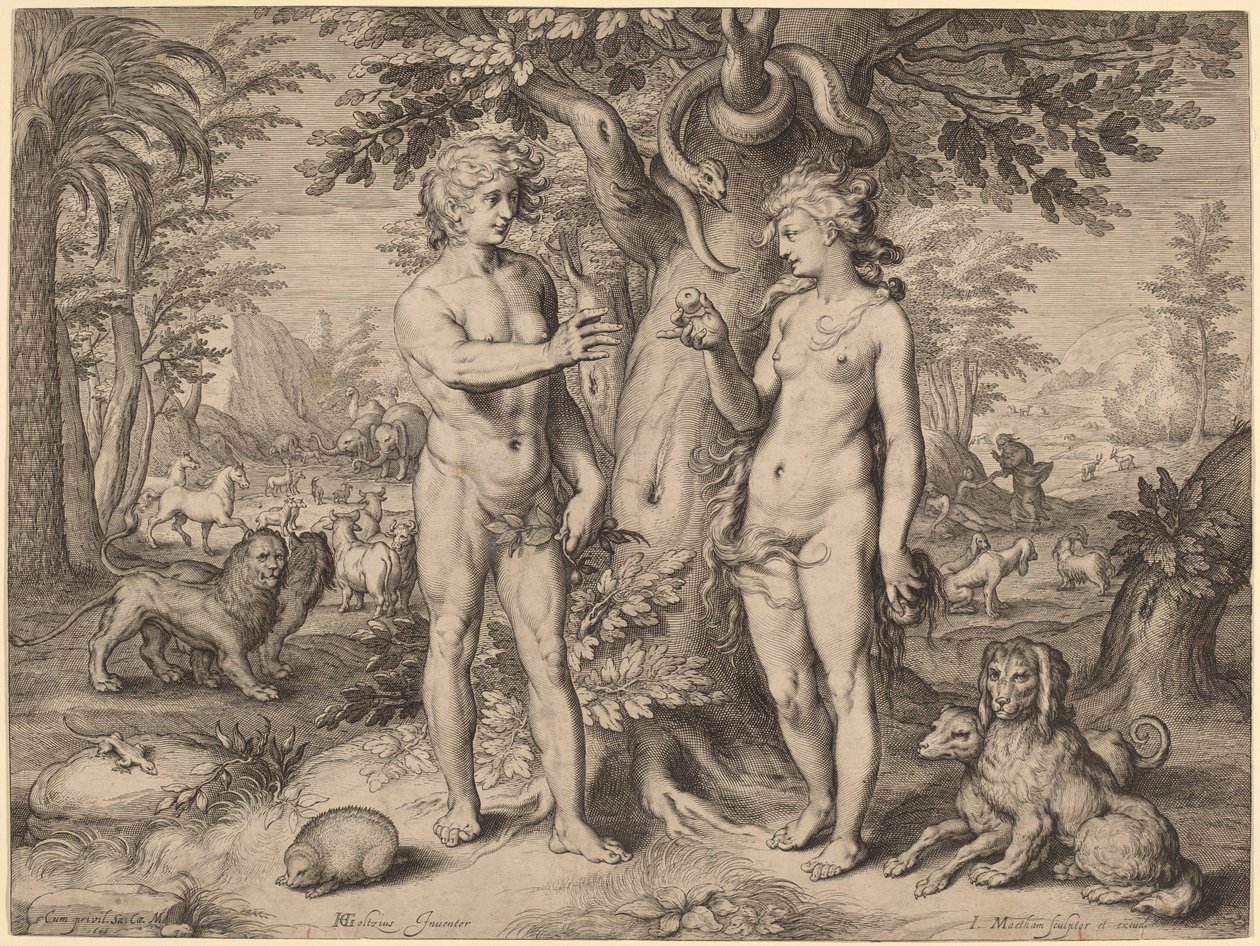 Pád člověka od Jacob Matham, after Hendrik Goltzius