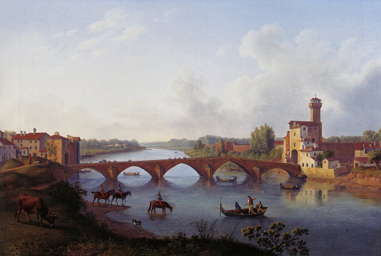 Ponte a Mare v Pise od Jacob Philipp Hackert