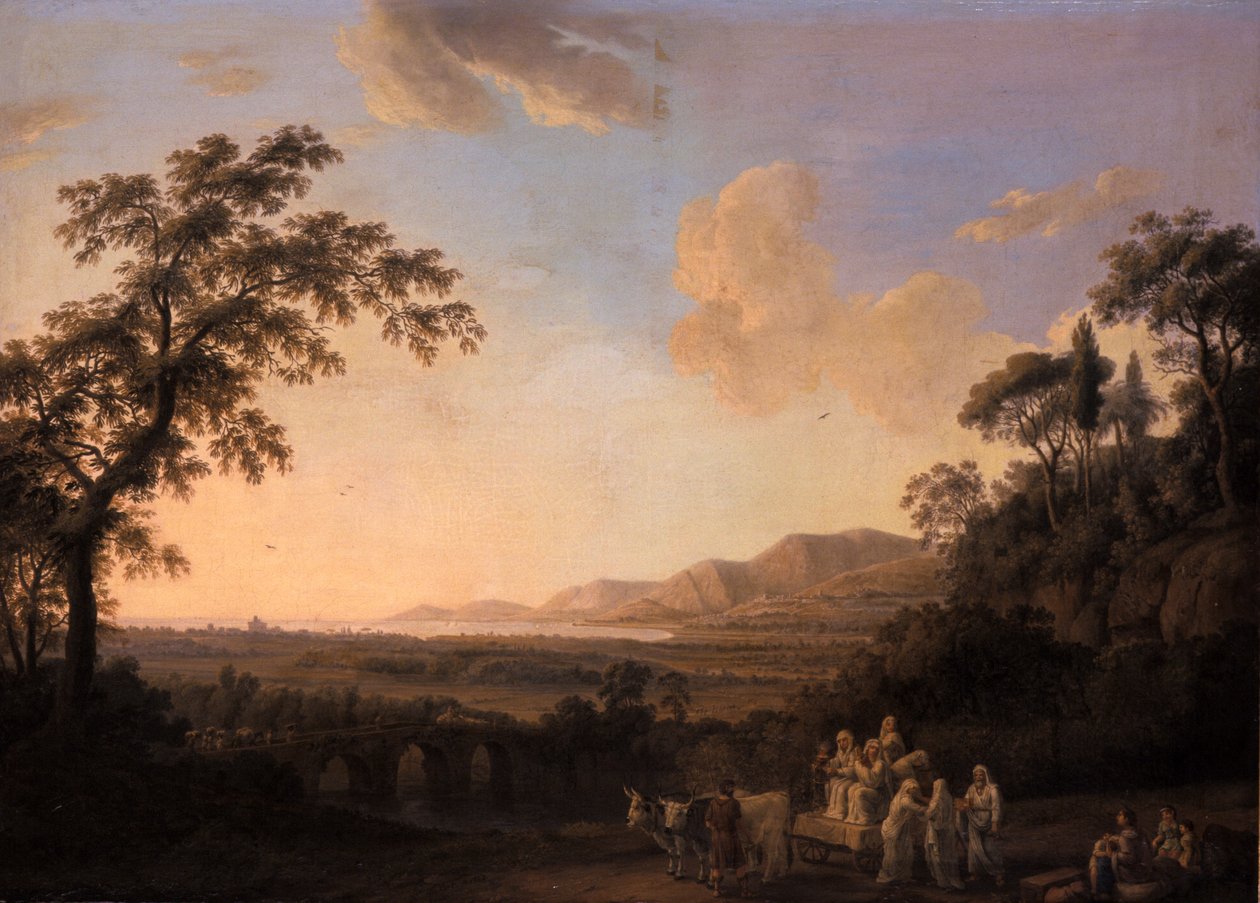 Idylická krajina za soumraku, 1782 od Jacob Philippe Hackert