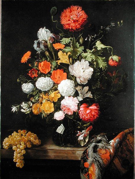 Zátiší květin a hroznů, c.1675 od Jacob Rootius