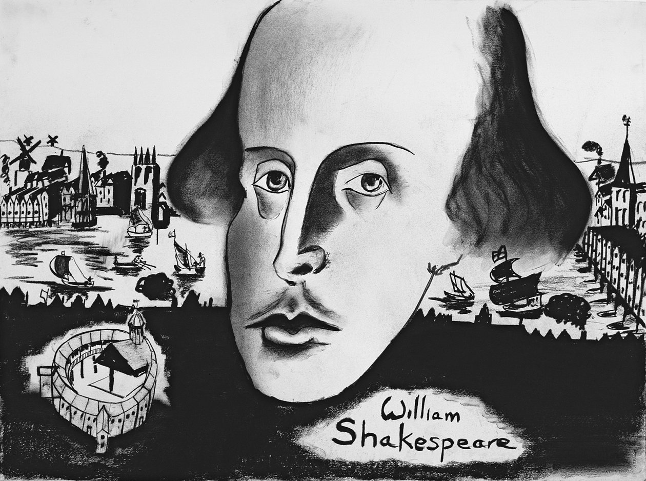 William Shakespeare (1564-1616) 1994 (uhl na papíře) od Jacob Sutton