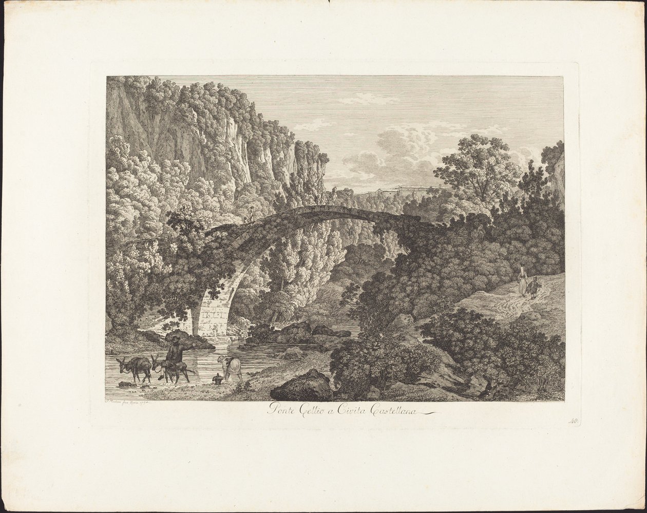 Most Celio v Cività Castellana od Jacob Wilhelm Mechau