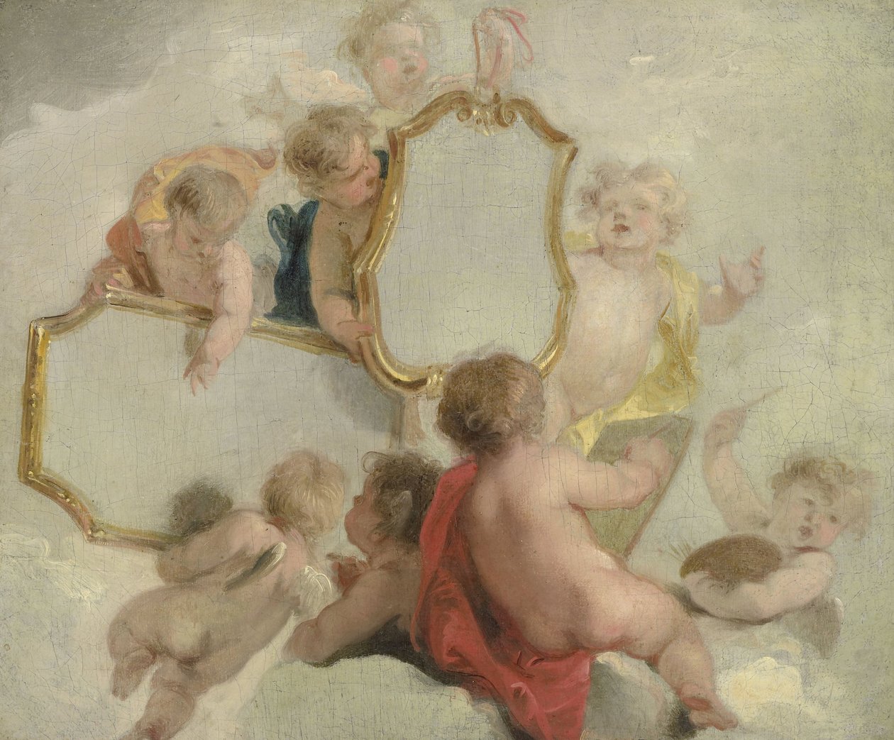 Putti se zrcadly od Jacob de Wit