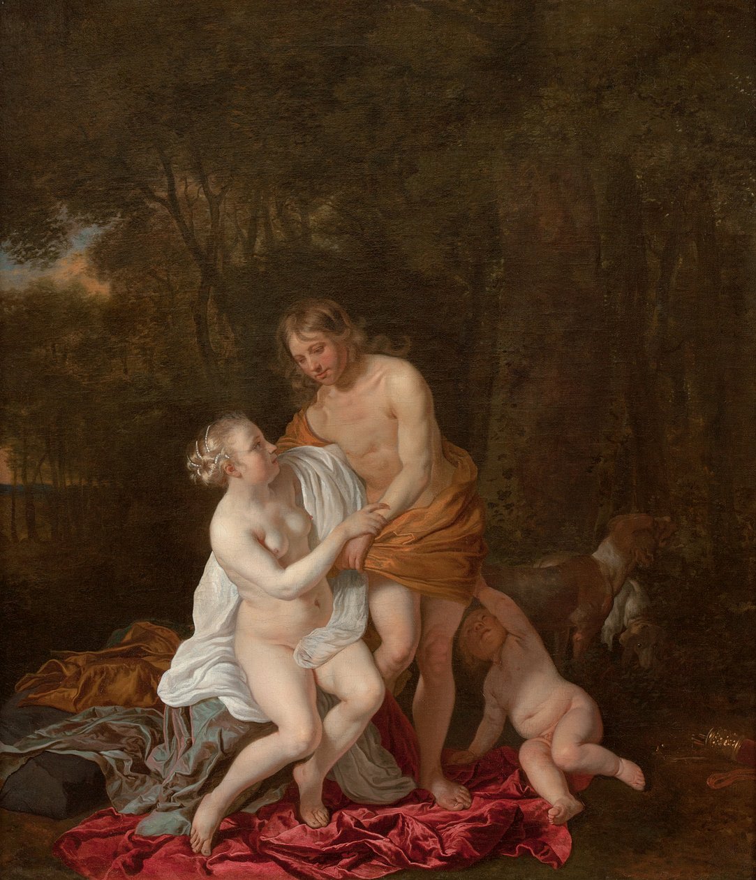 Venuše a Adonis od Jacob or Jacques van Loo