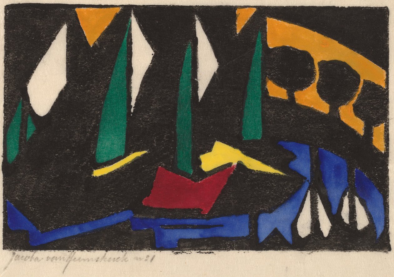 Loď a stromy, 1914. od Jacoba van Heemskerck van Beest