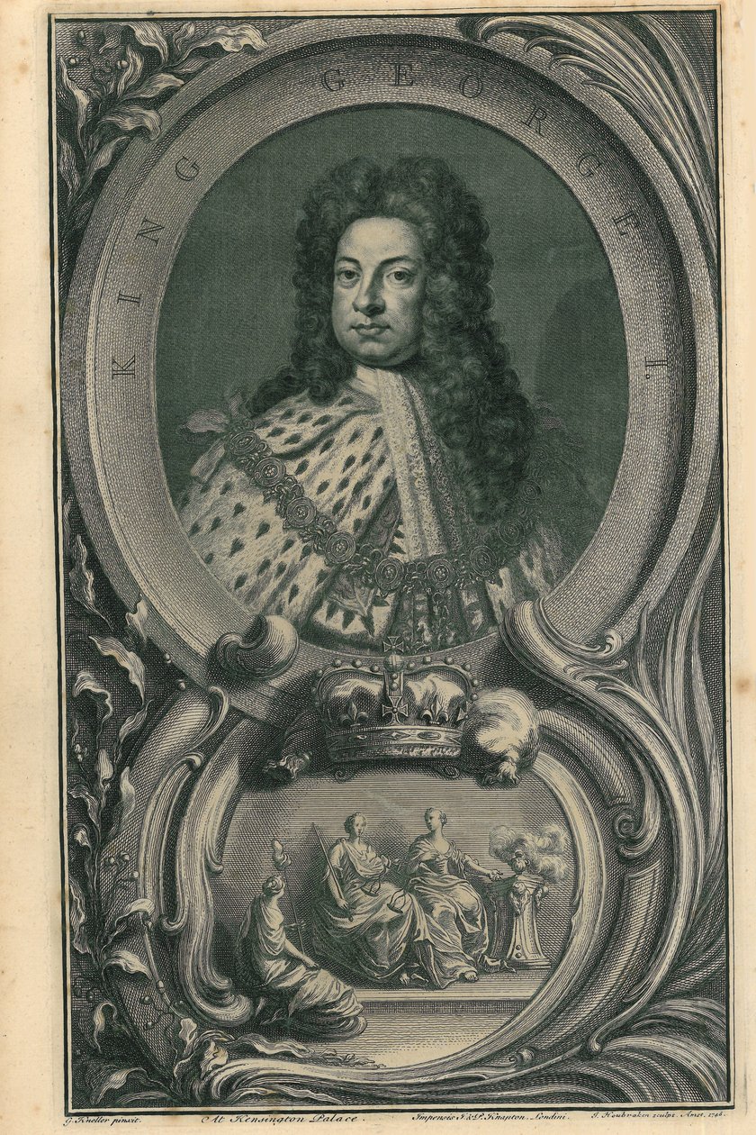 král Jiří I od Jacobus Houbraken
