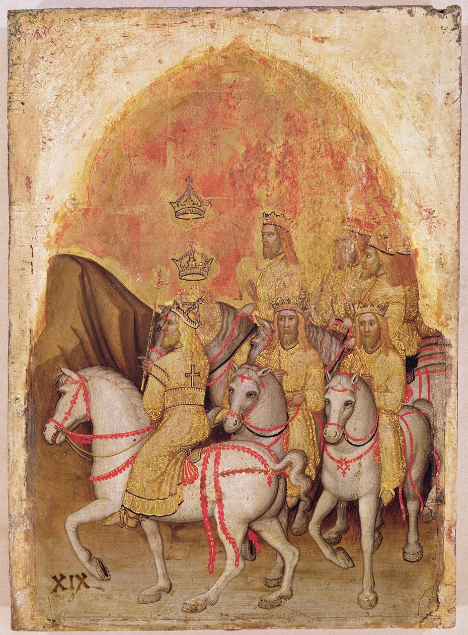 Procházka králů (tempera na desce) od Jacopo Alberegno