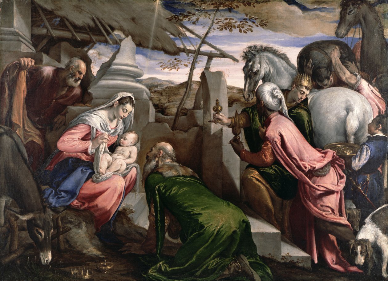 Klanění tří králů, kolem roku 1568 od Jacopo Bassano