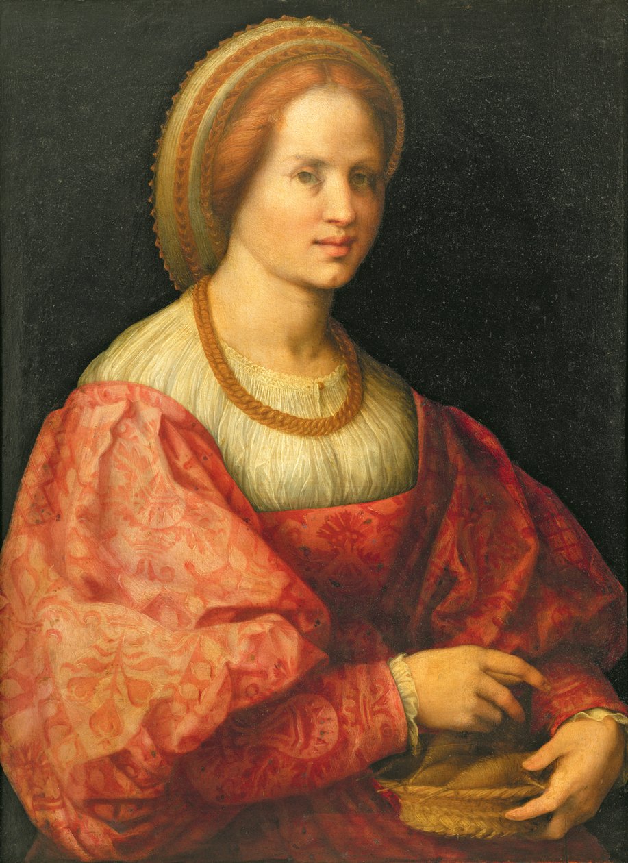 Portrét ženy s košem vřeten, c.1514-17 od Jacopo Pontormo