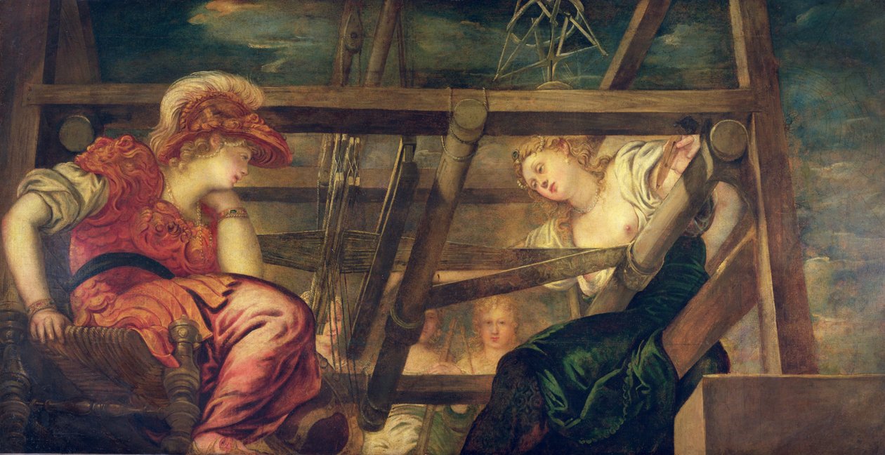 Athéna a Arachné, kolem 1475-85 od Jacopo Robusti Tintoretto
