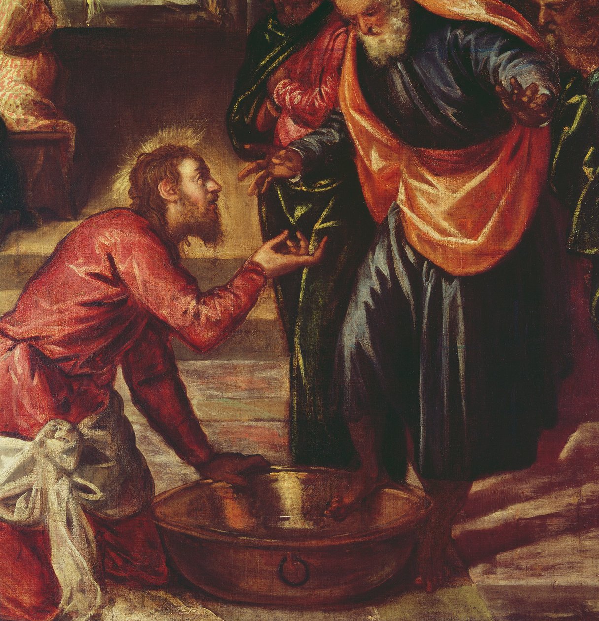 Kristus umývá nohy učedníkům (detail 69587) od Jacopo Robusti Tintoretto