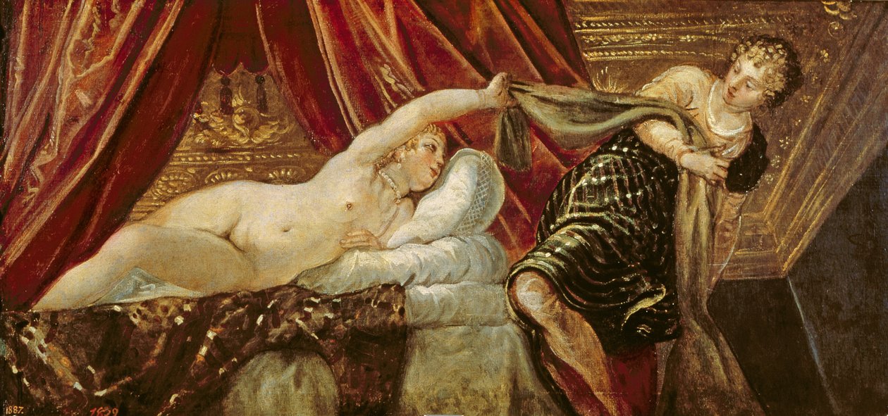 Josef a manželka Potifarova od Jacopo Robusti Tintoretto