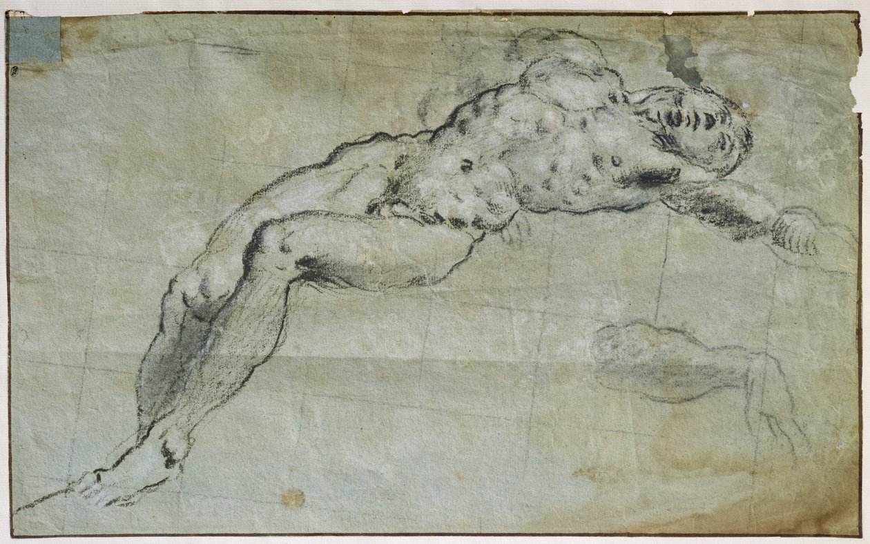 Studie těla svatého Jiří (uhel na papíře) od Jacopo Robusti Tintoretto
