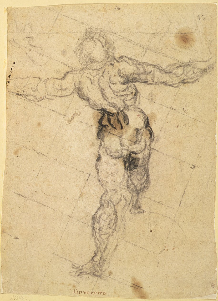 Studie mužského aktu zezadu od Jacopo Robusti Tintoretto