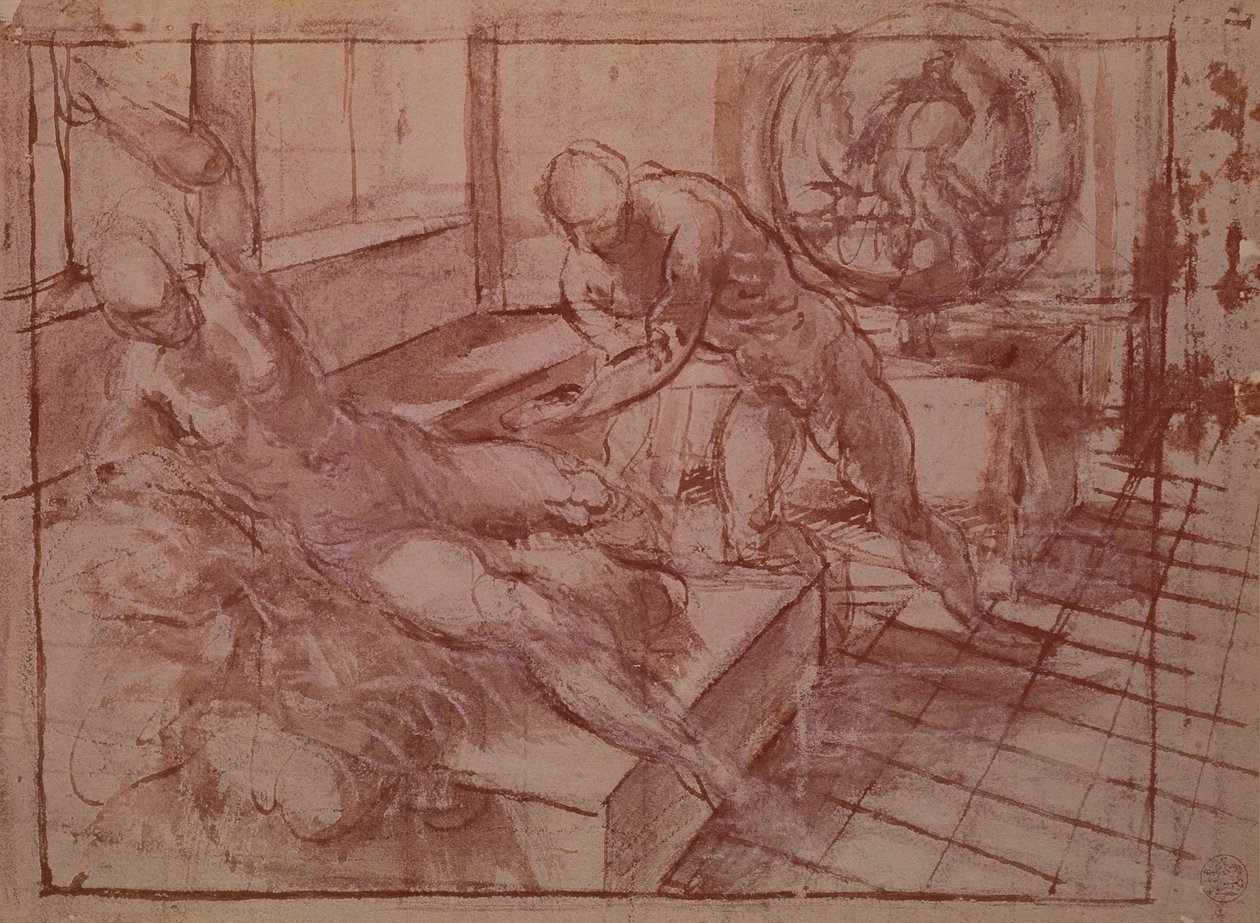 Vulcan a Venuše (pero a inkoust) od Jacopo Robusti Tintoretto