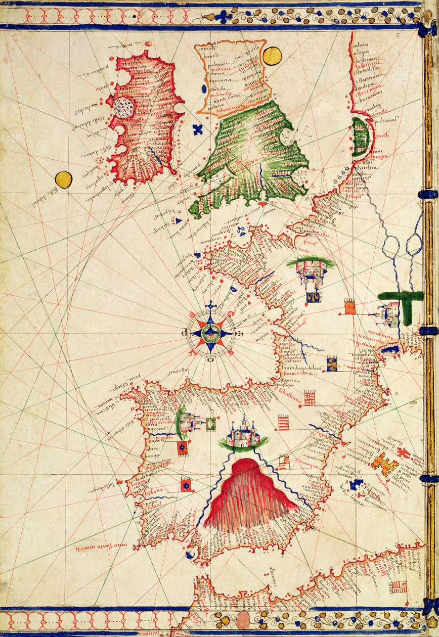 Paní Ital 550.0.3.15 fol.2r Mapa Evropy, z 