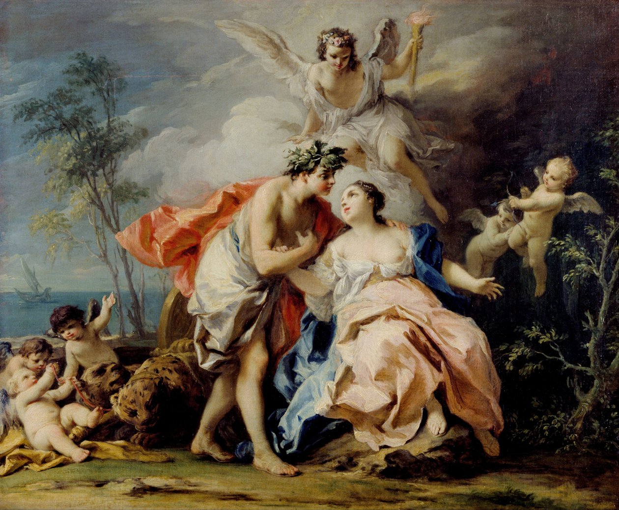 Bakchus a Ariadna od Jacopo Amigoni