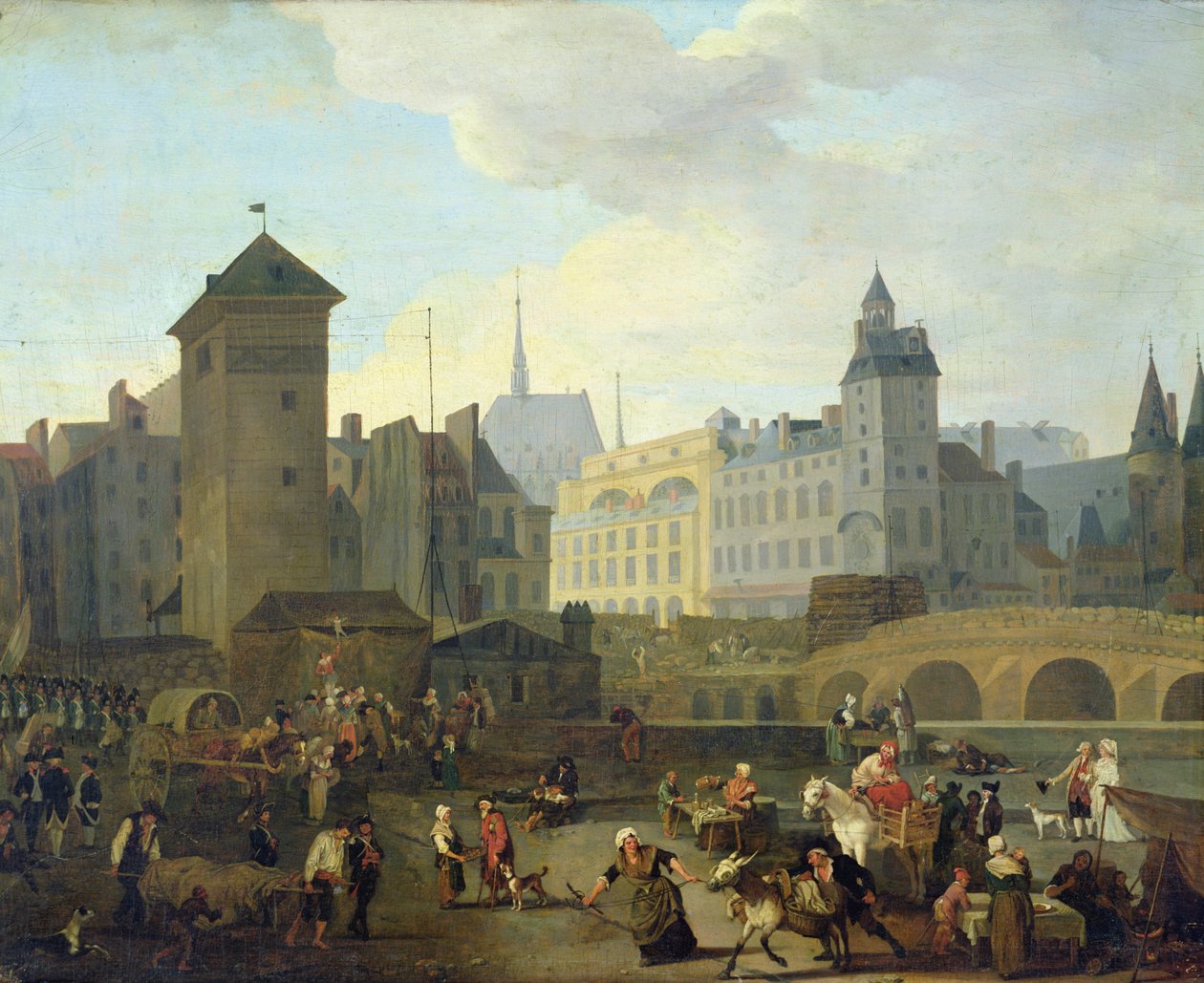 Quai de Gesvres, Palais a Notre Dame Pump, kolem roku 1791 od Jacques Albert Senave