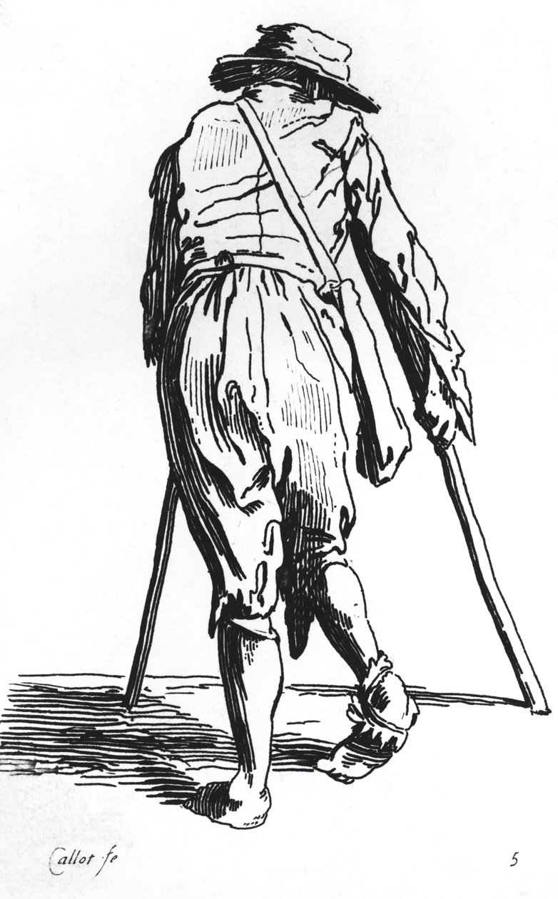 Žebrák o berlích, zezadu od Jacques Callot