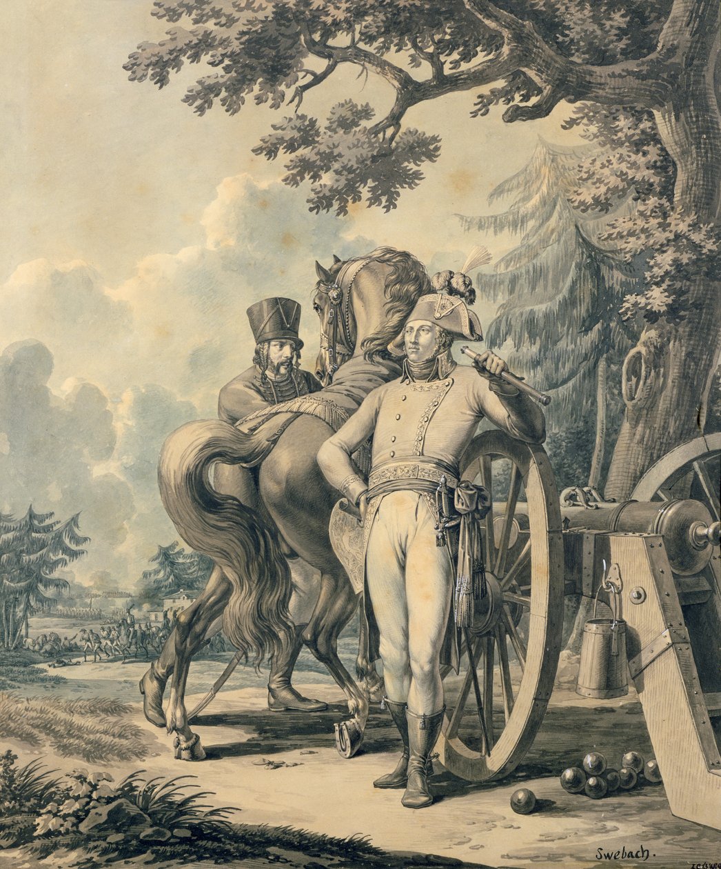 Generál Jean Victor Moreau (1763-1813) (pero a inkoust, kvaš a wc na papíře) od Jacques Francois Joseph Swebach
