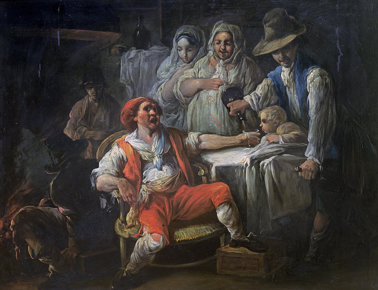 Scéna pitky, 1778 (olej na břidlici) od Jacques Gamelin