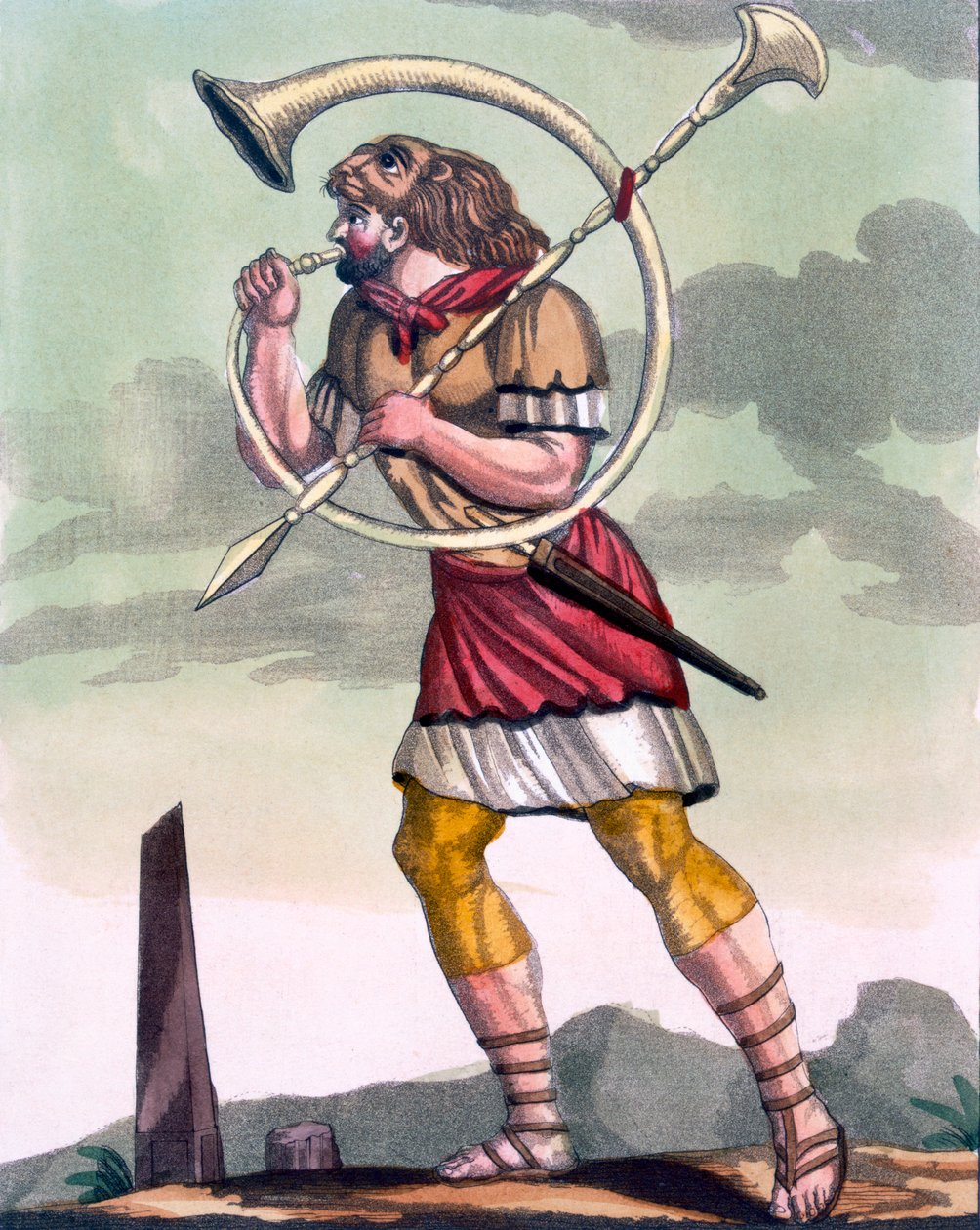 Buccinatore, vojenský trubač a trubač, ilustrace z knihy "L