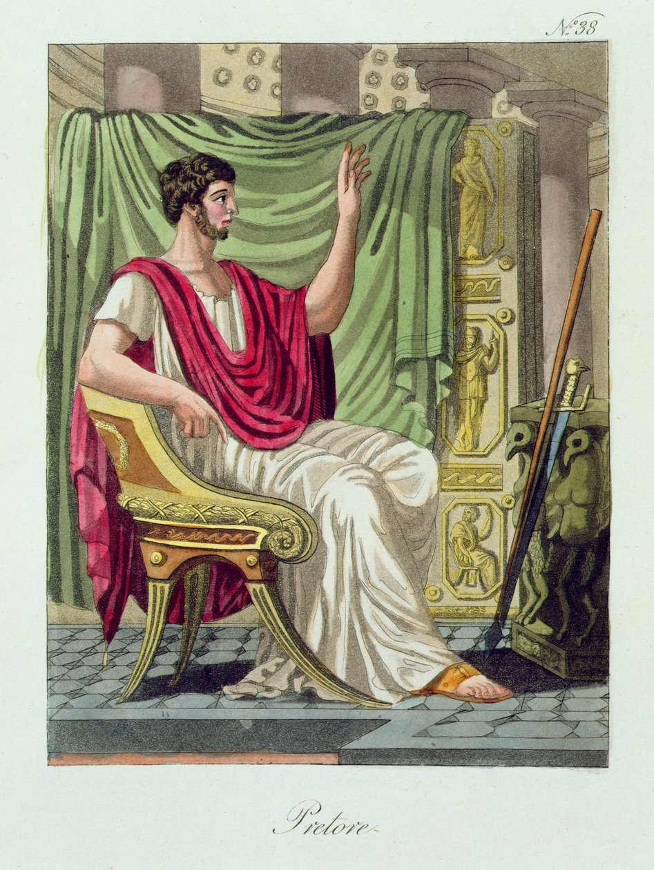 Praetor, č. 38 ze „Antického Říma“, ryl Labrousse, vydáno 1796 od Jacques Grasset de Saint Sauveur