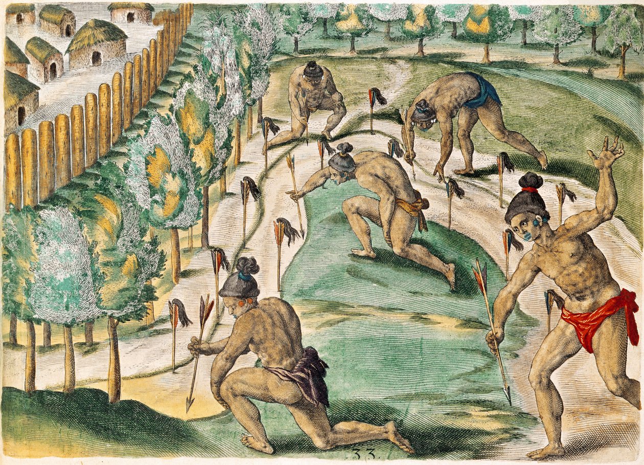 Metoda vyhlášení války, z „Brevis Narratio...“, vyryl Theodore de Bry (1528-98) 1591 od Jacques Le Moyne